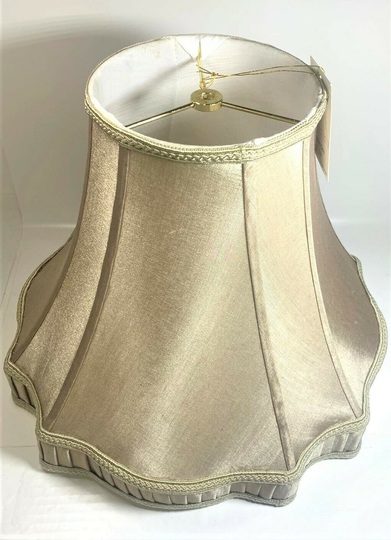 Fabric Bell-Shaped Lamp Shade In Beige by Glenwood Designs