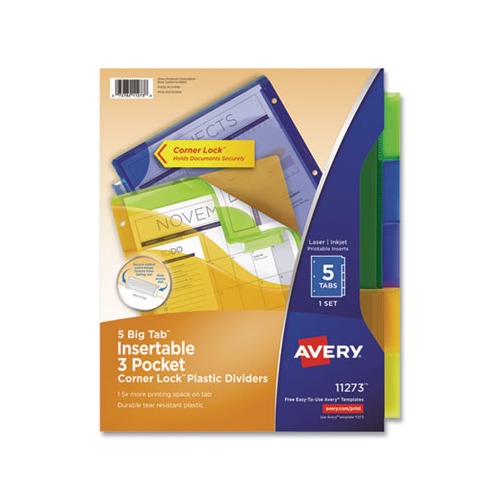 Insertable Big Tab Plastic Three-Pocket Corner Lock Dividers