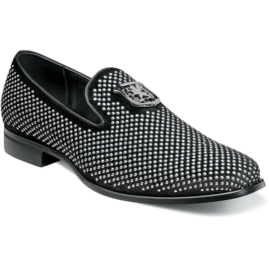 Stacy Adams Men's Shoes Swagger Studded Slip On Black and Silver 25228-042