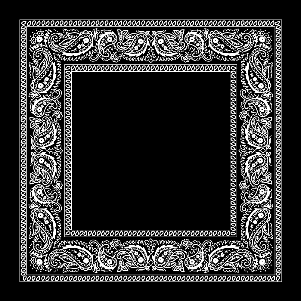 BLACK Open Center Paisley BANDANA Head Face Wrap Mask Neck Scarf Cover Scarves