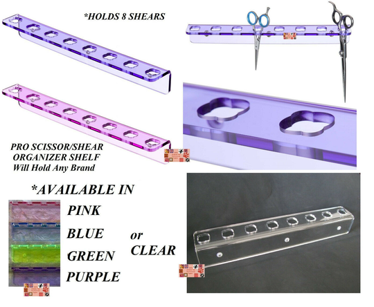 8 SHEAR SCISSOR ACRYLIC ORGANIZER SHELF Groomer Barber Hair Stylist Case Holder