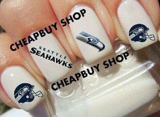SEATTLE SEAHAWKS NFL FOOTBALL LOGOS》Tattoo Nail Art Decals《NON-TOXIC