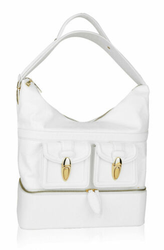 Sharon Gioe Di Toscanne Seau Cuir Sac à Main Blanc Nwt