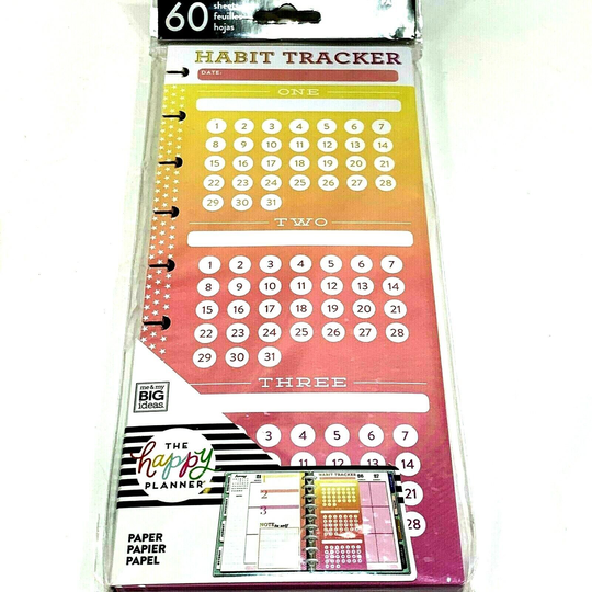 60 Habit Tracker Happy Planner Half Sheet Pages Create 365 MAMBI Pack Set