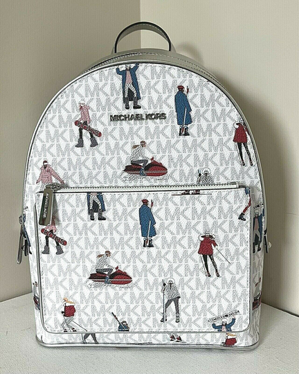 New Michael Kors Jet Set Girls Adina Medium Backpack Bright White Multi