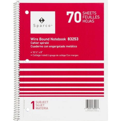 Sparco Wirebound College Ruled Notebooks