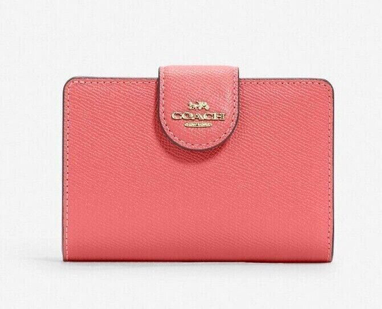 New Coach 6390 Medium Corner zip Leather wallet Taffy