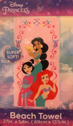 JASMIN ARIEL MULAN DISNEY ORIGINAL LICENSED BEACH POOL TOWEL SUPER SOFT (27"x54"