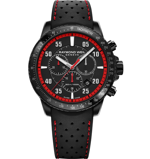 Raymond Weil Tango Quartz Chronograph Black Dial & Rubber Strap Watch, 43mm