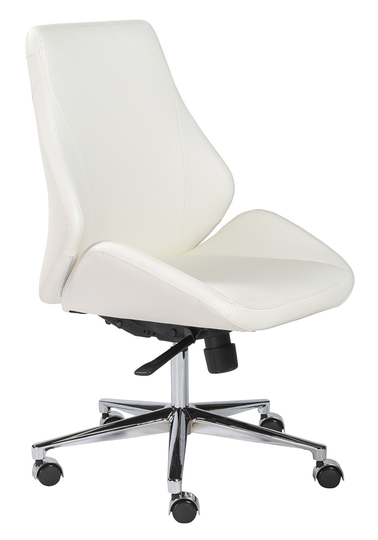 Euro Style Bergen White Low Back Office Chair w/o Armrests