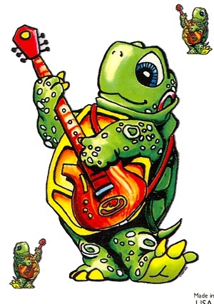 Guitar Terrapin Turtle Outside Window Sticker Set NEW Car Decal