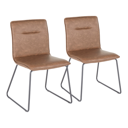Industrial Espresso Brown Faux Leather Dining Room Chair (Set of.