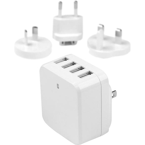 StarTech.com Travel USB Wall Charger - 4 Port - White - Universal Travel Adapter - International Power Adapter - USB Charger