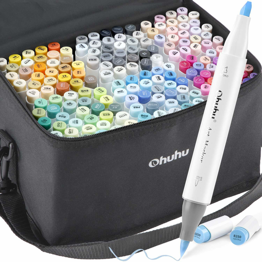 Ohuhu Alcohol Brush Markers, 168-color Art Markers Set, Double Tipped Alcohol-ba