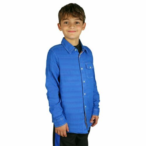 RUUM Victoria Long Sleeve Boy's Button Down Collared Shirt, Blue, Size XS 5/6