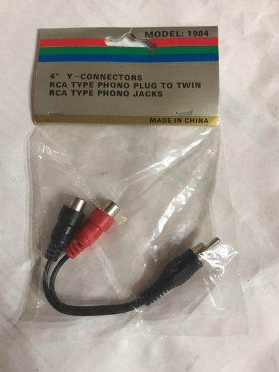 4" Y- Connectors RCA TYPE Phono Plug TO Twin /jacks Model 1984 Ships N 24h
