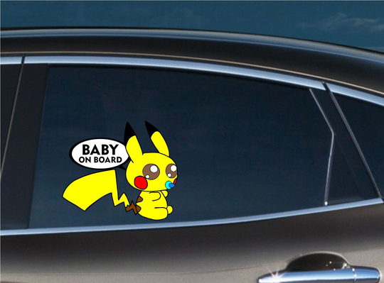Baby On Board Pikachu Car Bumper Window Vinyl Decal Anime Stickers
