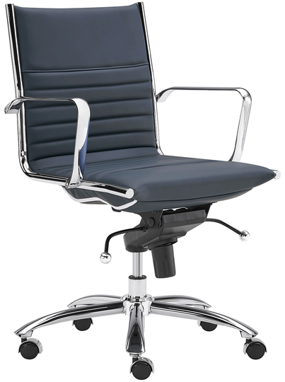 Euro Style Dirk Blue/Chrome Low Back Office Chair
