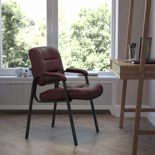 Flash Furniture Leather Reception Chair, Burgundy