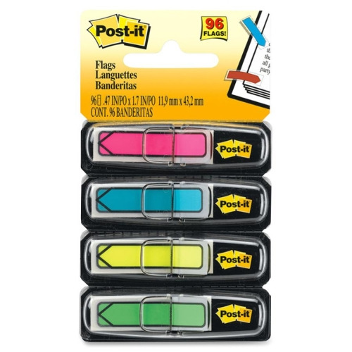 Post-it® 1/2"W Arrow Flags -Bright Colors - 4 Dispensers