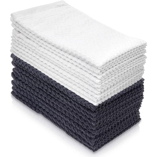 Hometex 100% Cotton Popcorn Textured Hand Towels (10-pk, Gray and White) 16" x 27"