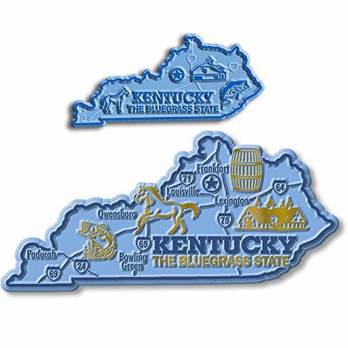 Kentucky State Map Giant & Small Magnet Set by Classic Magnets, 2-Piece Set, Col