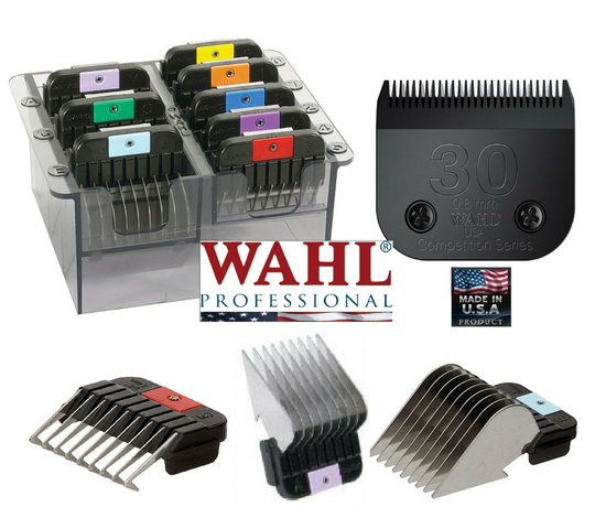 Wahl 30 BLADE&8 STAINLESS STEEL ATTACHMENT COMB SET Fit Most OSTER,ANDIS CLIPPER