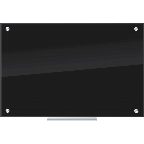 U Brands Glass Dry Erase Board, 36 x 24 Inches, Black Surface, Frameless
