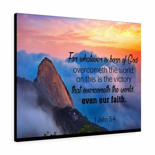 Scripture Toile Né De Dieu 1 John 5:4 Chrétien Mural Art Bible Verset Motif Rea