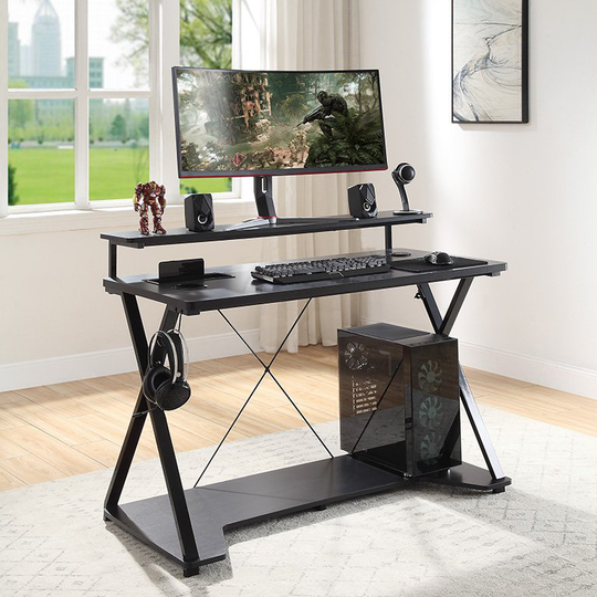Checkpoint Ghost Battlestation Black 48 Inch Gaming Desk with RGB.