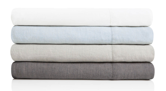 Malouf Woven White King French Linen Sheet Set