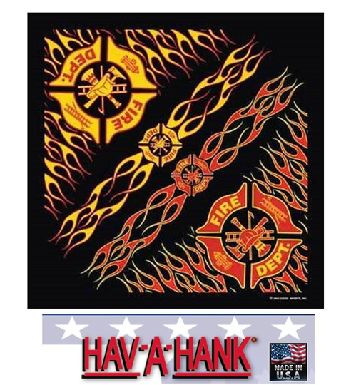 USA MADE US FIRE DEPT Fireman FLAMES BANDANA HEAD Skull WRAP HANKY Scarf Scarve