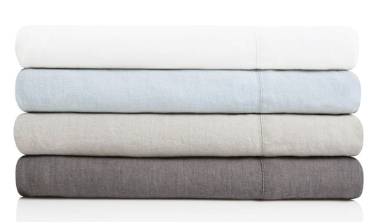 Malouf Woven White California King French Linen Sheet Set