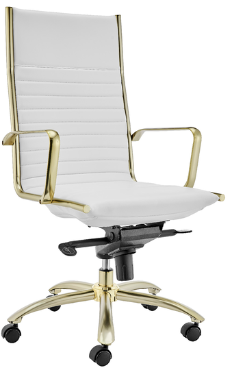 Euro Style Dirk White & Gold High Back Office Chair