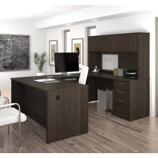 Bestar Embassy OfficePro 60000 U-Shaped Desk, Dark Chocolate