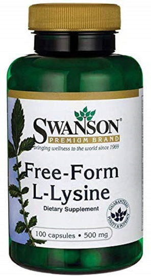 Swanson Amino Acid Free-Form L-Lysine 500 Milligrams 100 Capsules