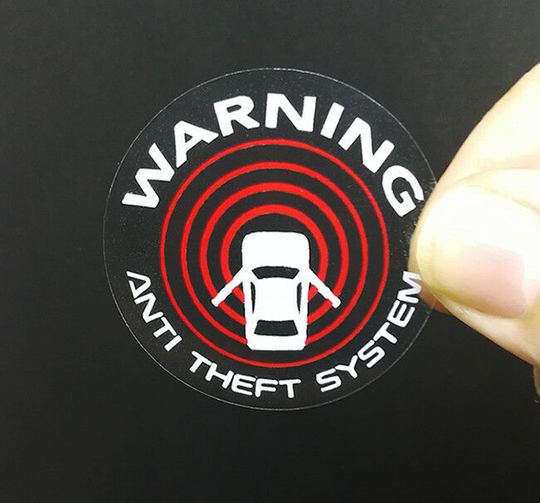 4 Car Alarm DECALS, Inside/Outside Glass, Security System Window STICKERS, CLEAR