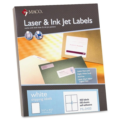MACO White Laser/Ink Jet Shipping Label
