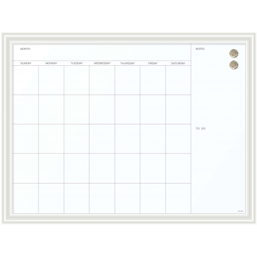 U Brands Magnetic Dry Erase Calendar, 40 x 30 Inches, White Decor Frame